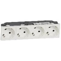 Розетка Legrand Mosaic 4х2К+З 45° для любых суппортов автозажим 8М, белая