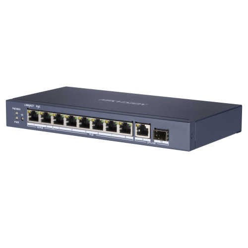 Неуправляемый 10-портовый Hi-PoE коммутатор HikVision DS-3E0510HP-E