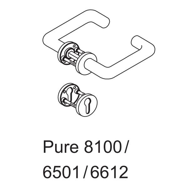Комплект ручек dormakaba Pure 8100 / 6501 / 6612 для сплошных дверей