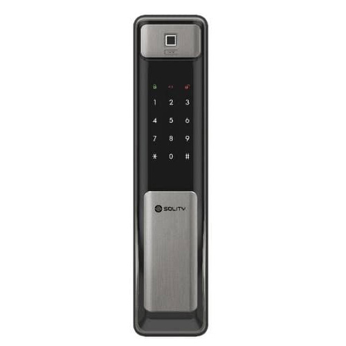 Электронный замок биометрический Solity GSP-2000BK Dark Silver по отпечатку пальца, двухригельный
