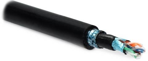 Кабель витая пара экранированный внешний Hyperline FUTP4-C5E-S24-ARM-OUT-PE/PE-BK бронированный
