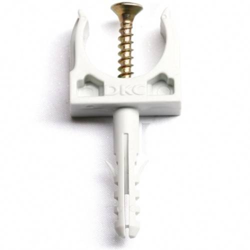 Держатель для труб ПВХ, D=20 с защелкой и дюбелем