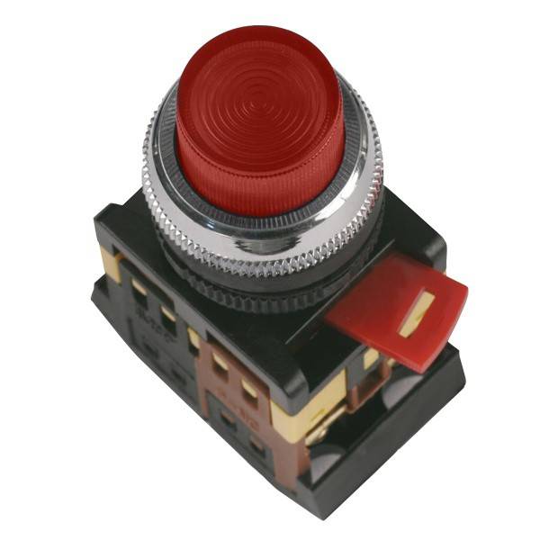 Кнопка красная d22 мм неон 1з+1р IEK ABLFP-22