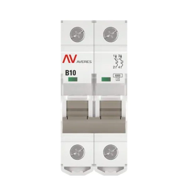Автоматический выключатель EKF AV-6 2P 10A 6kA AVERES mcb6-2-10B-av