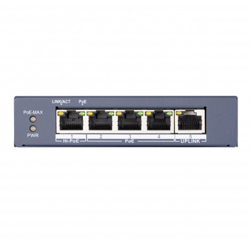 Неуправляемый 5-портовый Hi-PoE коммутатор HikVision DS-3E0505HP-E