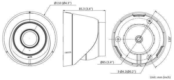 Уличная купольная IP-камера 4Мп HiWatch DS-I453M(B) (2.8 мм) с EXIR-подсветкой до 30м и микрофоном
