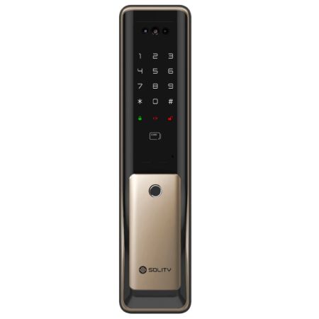 Электронный замок биометрический Face ID Solity GP-6000BAK Champagne Gold, распознавание по лицу, двухригельный