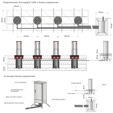 Гидравлический боллард Блокпост Т600 RAL Telescopic