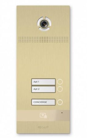 Вызывная панель на 2 абонента Bas-IP BI-02FB Gold с идентификацией по смартфону и распознаванием лиц