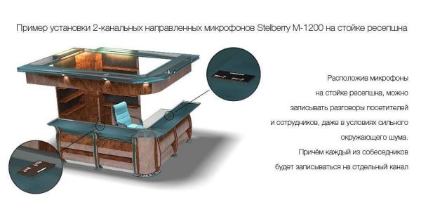 Активный двунаправленный 2-х канальный микрофон Stelberry M-1200 с регулировкой чувствительности и направленности