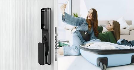 Электронный замок биометрический Philips Alpha VP-5HBWS с функцией видеодомофона