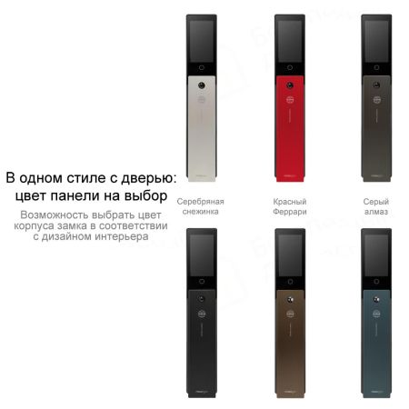 Электронный биометрический замок Moorgen T5+, 3-х ригельный, кристаллы Сваровски, видеоглазок, Face-ID, Wi-Fi