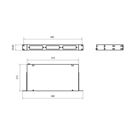 Бокс оптический Hyperline FO-19R-1U-3xSLT-W140H42-24UN-BK универсальный 19", 8 до 24 портов