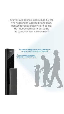 Электронный биометрический замок Moorgen T5+, Гардиан 32.21, кристаллы Сваровски, видеоглазок, Face-ID, Wi-Fi