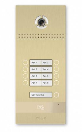 Вызывная панель на 8 абонентов Bas-IP BI-08FB Gold с идентификацией по смартфону и распознаванием лиц