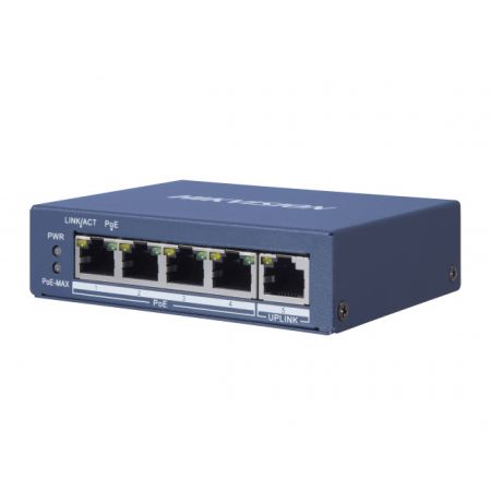 Неуправляемый 4-портовый PoE коммутатор HikVision DS-3E0505P-E