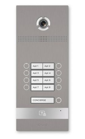 Вызывная панель на 8 абонентов Bas-IP BI-08FB Silver с идентификацией по смартфону и распознаванием лиц