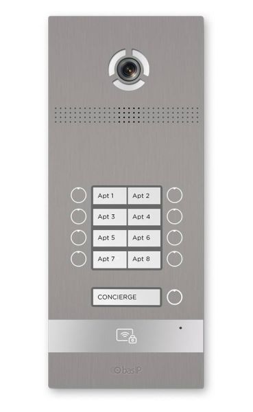 Вызывная панель на 8 абонентов Bas-IP BI-08FB Silver с идентификацией по смартфону и распознаванием лиц