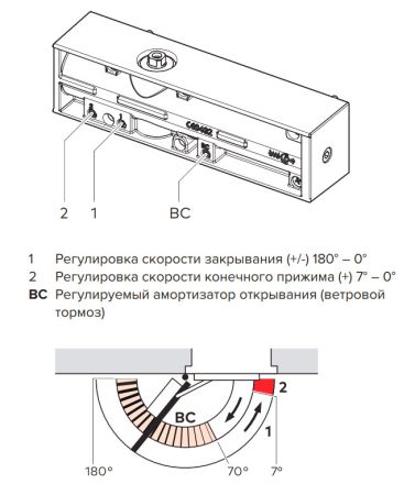 Доводчик дверной dormakaba TS MATCH EN 3-5 G BC серый P600