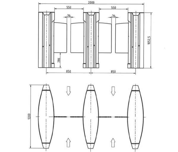 Центральный модуль распашного турникета Gotschlich Selection DF (высота 1052 мм)