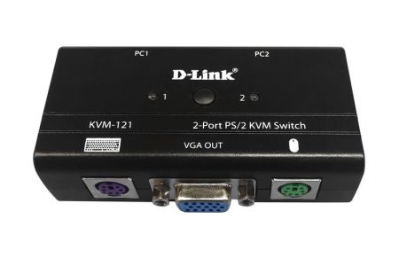 2-портовый KVM-переключатель D-link KVM-121 с портами VGA и PS/2