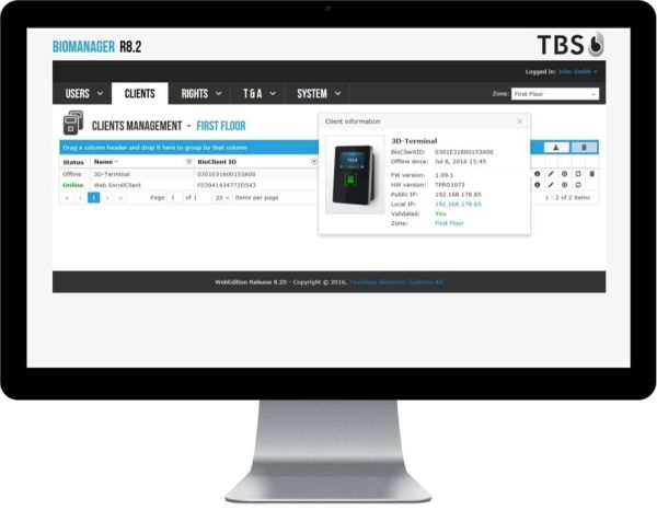 Программное обеспечение TBS BioAdmin на 5 зон доступа