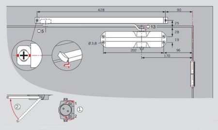 Скользящий канал для доводчиков dormakaba TS Profil, TS Compakt, TS 68, коричневый