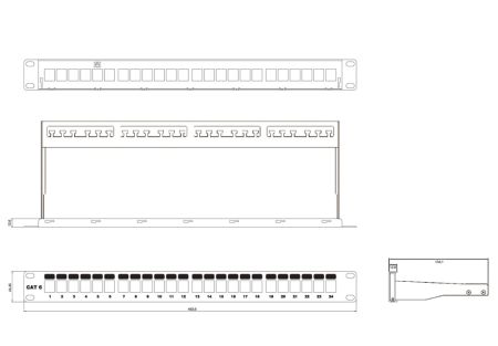 Патч-панель Hyperline PPBL3-19-24-SH-RM, 19", 24 порта, Flat Type, 1U