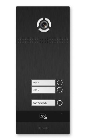 Вызывная панель на 2 абонента Bas-IP BI-02FB Black с идентификацией по смартфону и распознаванием лиц