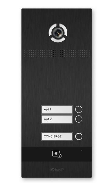 Вызывная панель на 2 абонента Bas-IP BI-02FB Black с идентификацией по смартфону и распознаванием лиц