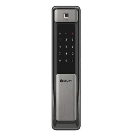 Электронный замок биометрический Solity GSP-2000BK Dark Silver по отпечатку пальца, двухригельный