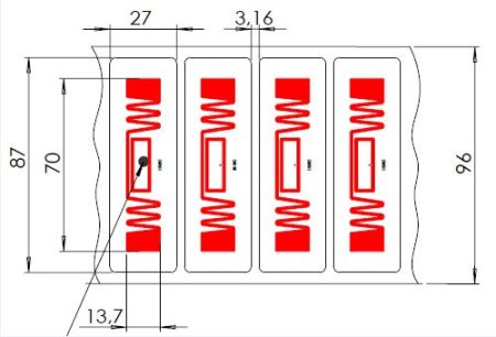 Метка Labels 87x27 UHF, UCODE8, прозрачная (70x13,7)