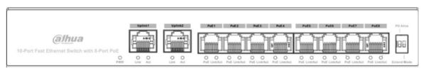 POE коммутатор Fast Ethernet 10-портовый Dahua DH-PFS3010-8ET-65