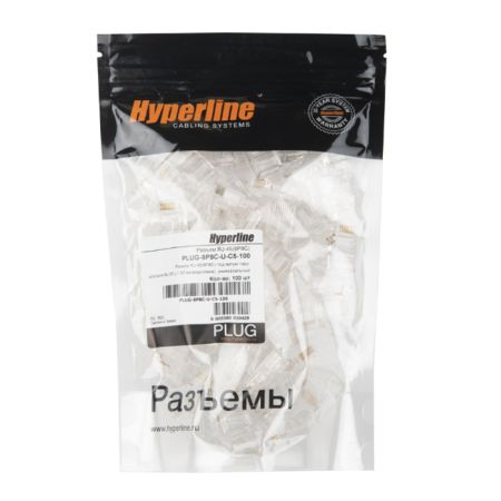 Разъем RJ-45 под витую пару, категория 5e Hyperline PLUG-8P8C-U-C5-100 (100 шт.)