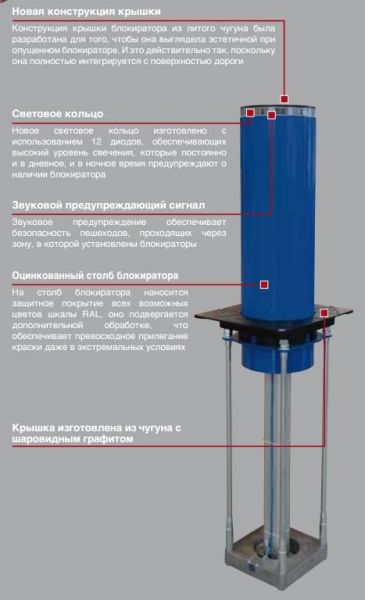 Пневматический блокиратор Urbaco Luxor BPLUXF60-G D=270мм, H=600мм