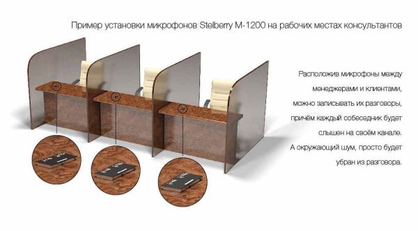 Активный двунаправленный 2-х канальный микрофон Stelberry M-1200 с регулировкой чувствительности и направленности