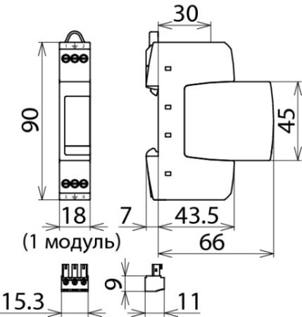 Ограничитель перенапряжения Dehn+Sohne DR M 2P 255 FM (класс III) 5кА 255В 2P 953205