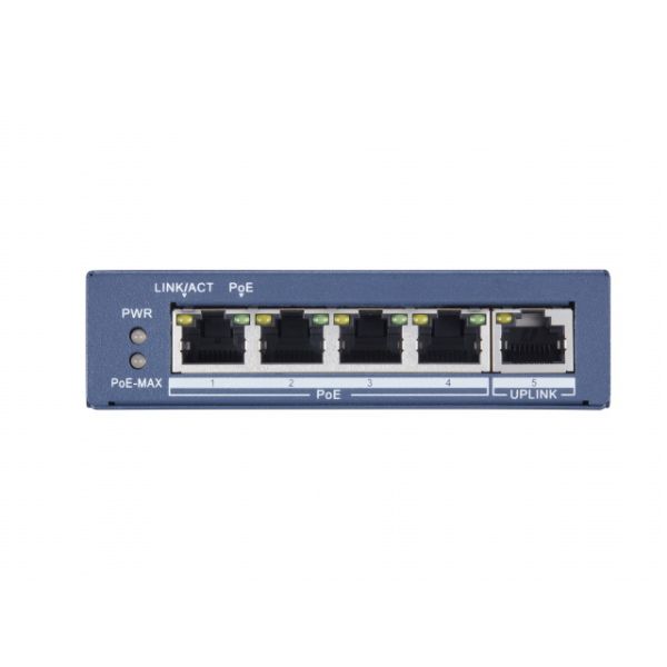 Неуправляемый 4-портовый PoE коммутатор HikVision DS-3E0505P-E