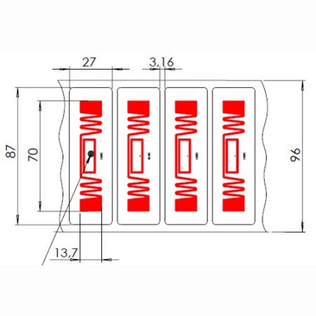 Метка Labels 87x27 UHF, UCODE8, PET наклейка (70x13,7)