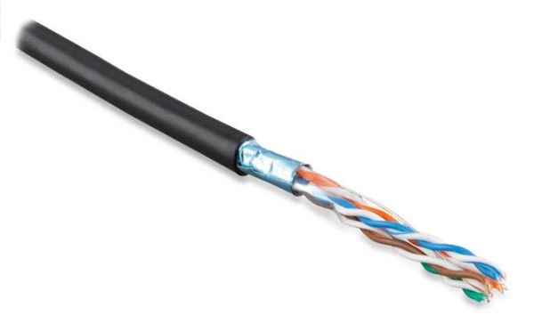 Кабель витая пара экранированный внешний Hyperline FUTP4-C5E-S22-OUT-PE-BK