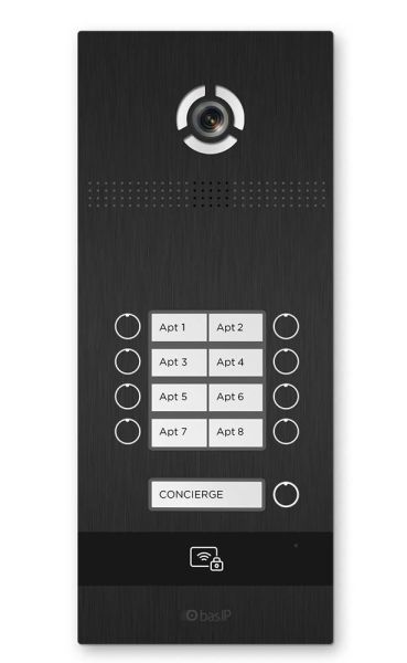 Вызывная панель на 8 абонентов Bas-IP BI-08FB Black с идентификацией по смартфону и распознаванием лиц