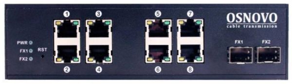 Промышленный коммутатор Gigabit Ethernet Osnovo SW-70802/I на 10 портов
