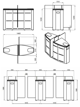 Турникет раздвижной двухпроходной Came Sliding Gate SG90, 900 мм, створки 1200 мм (SG90M-DBL)
