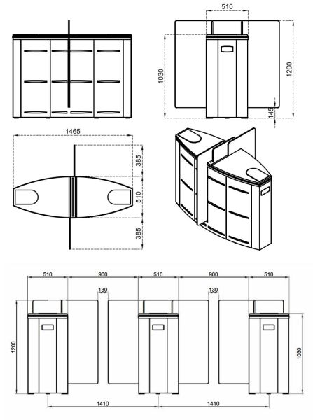 Турникет раздвижной двухпроходной Came Sliding Gate SG90, 900 мм, створки 1200 мм (SG90M-DBL)
