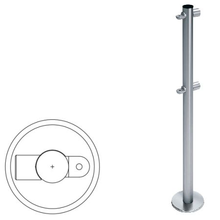 Стойка ограждения i-образная с 2-мя полупетлями Oxgard ВЗР 1996.01-01 под поворотную створку или секцию, 2 муфты Стойка ограждения i-образная с 2-мя полупетлями Oxgard ВЗР 1996.01-01 под поворотную створку или секцию, 2 муфты