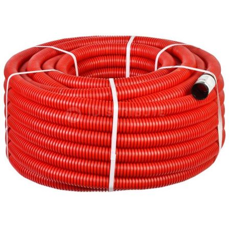 Труба гофрированная двустенная IEK ПНД D=50 мм, гибкая, с протяжкой и муфтой, красная (50 м) Труба гофрированная двустенная IEK ПНД D=50 мм, гибкая, с протяжкой и муфтой, красная (50 м)