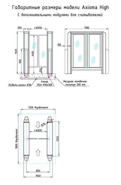 Турникет с распашными створками Gotschlich Axioma High 1525H (650 мм)