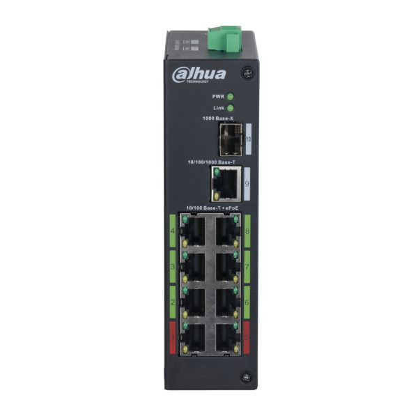 ePoE-коммутатор 8-портовый Dahua DH-LR2110-8ET-120, гигабитный, неуправляемый