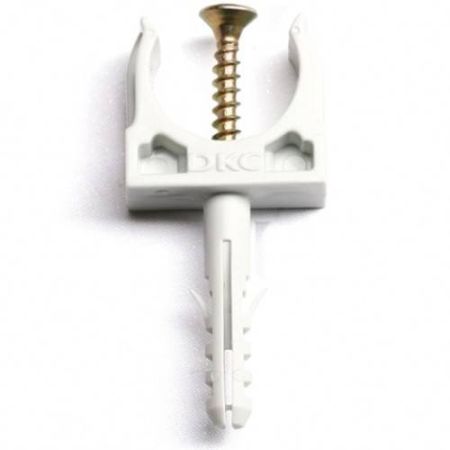 Держатель для труб ПВХ, D=20 с защелкой и дюбелем