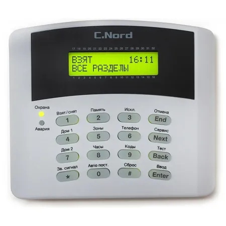 Проводная клавиатура K16-LCD для управления контрольными панелями Норд, Hunter, Captain